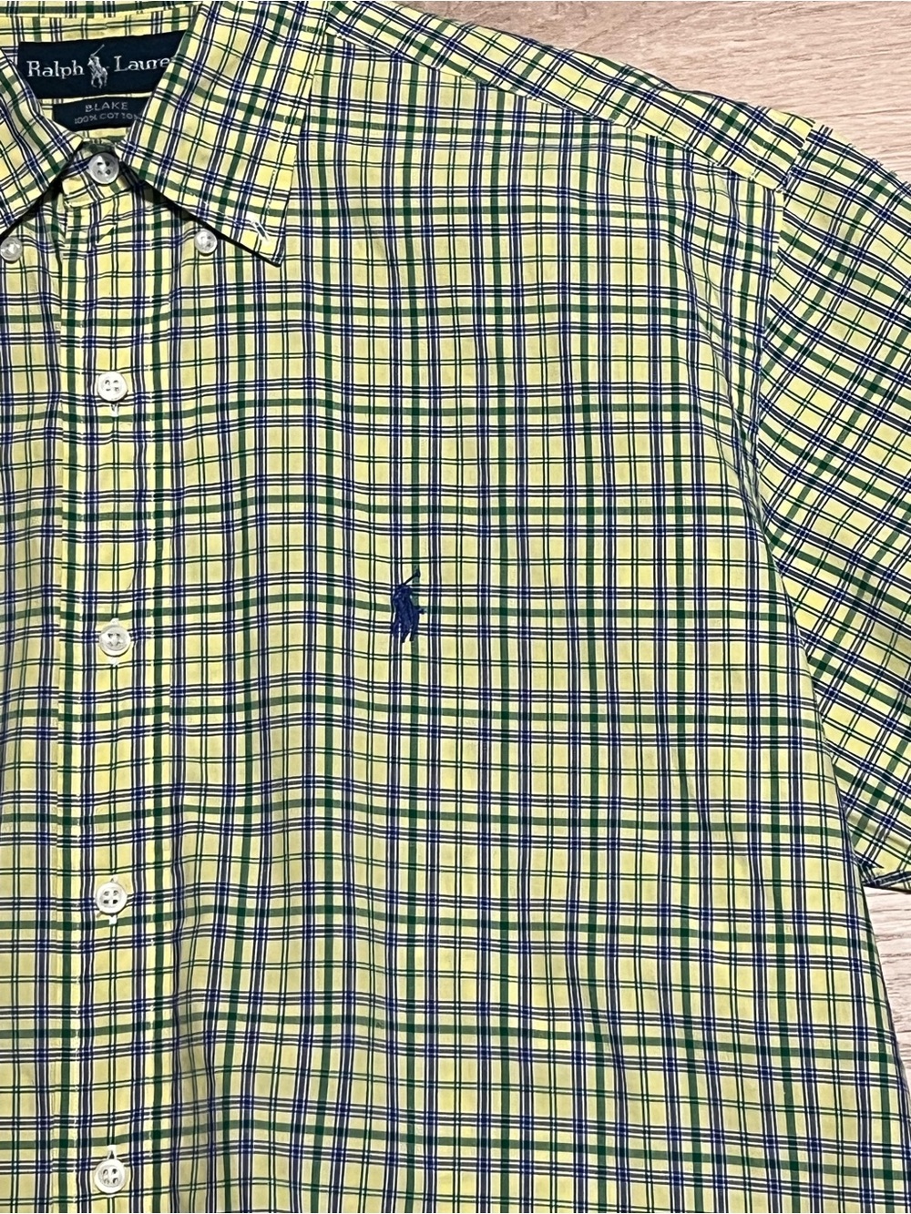 Ralph‎ Lauren Short-Sleeve Plaid Button-Down Shirt - Yellow & Blue Size Medium - Picture 8 of 10